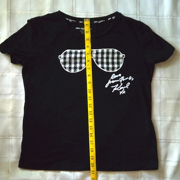 Karl Lagerfeld Black Buffalo Check Sunglasses T-Shirt - Picture 12 of 12
